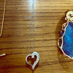 Sterling silver heart necklace with diamonds